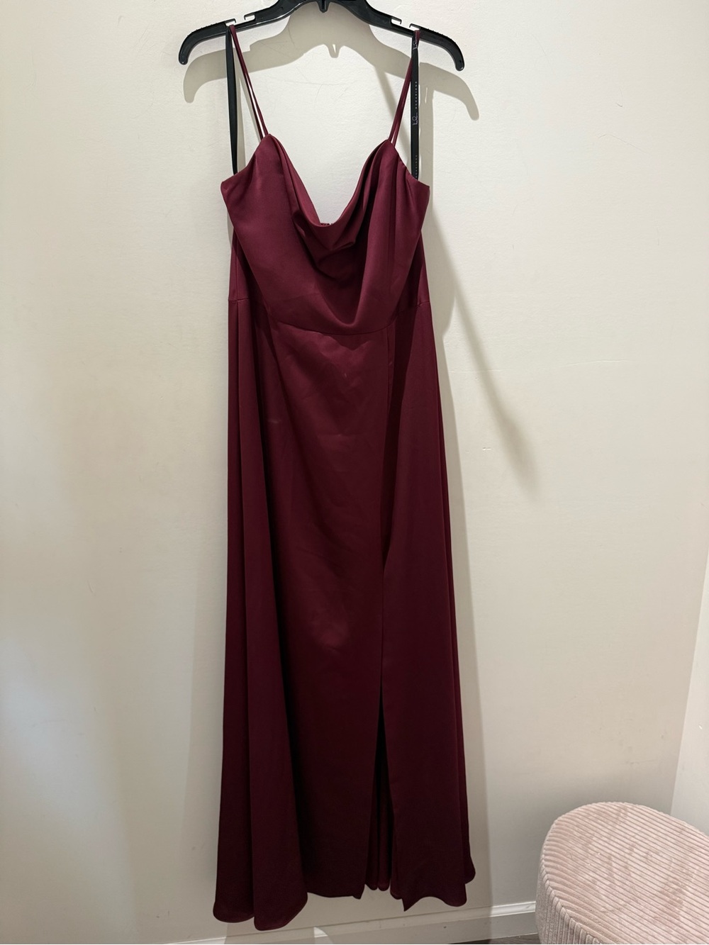 Women's Cowl Neck Burgundy Slip Dress